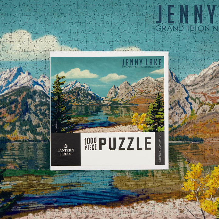 Grand Teton National Park, Wyoming, Jenny Lake, Oil Painting, Jigsaw Puzzle Puzzle Lantern Press 