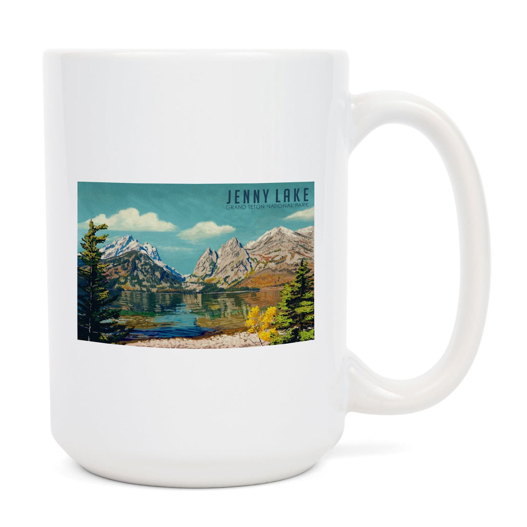 Grand Teton National Park, Wyoming, Jenny Lake, Oil Painting, Lantern Press Artwork, Ceramic Mug Mugs Lantern Press 