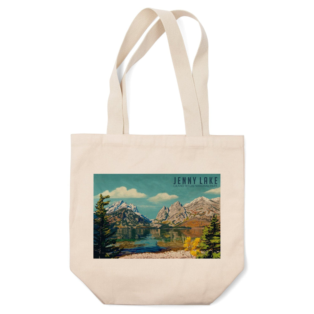 Grand Teton National Park, Wyoming, Jenny Lake, Oil Painting, Lantern Press Artwork, Tote Bag Totes Lantern Press 