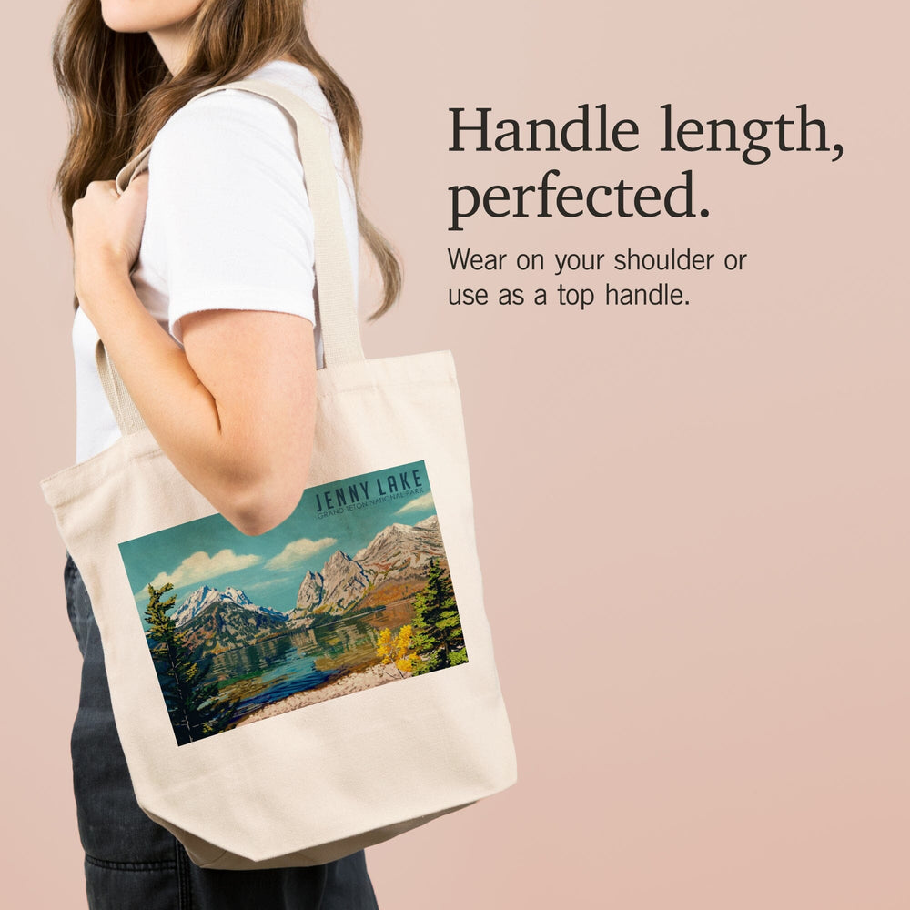 Grand Teton National Park, Wyoming, Jenny Lake, Oil Painting, Tote Bag Totes Lantern Press 