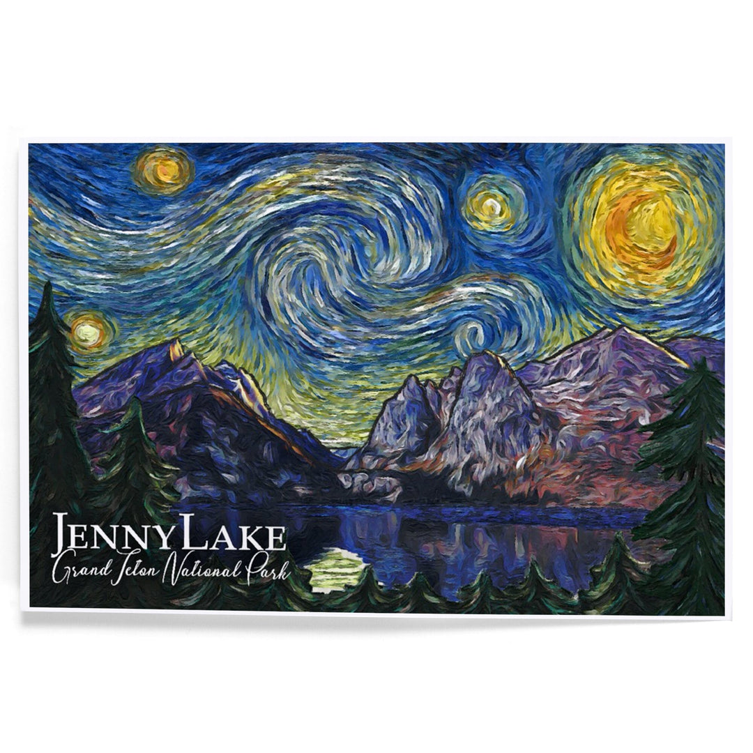Grand Teton National Park, Wyoming, Jenny Lake, Starry Night National Park Series, Art & Giclee Prints Art Lantern Press 