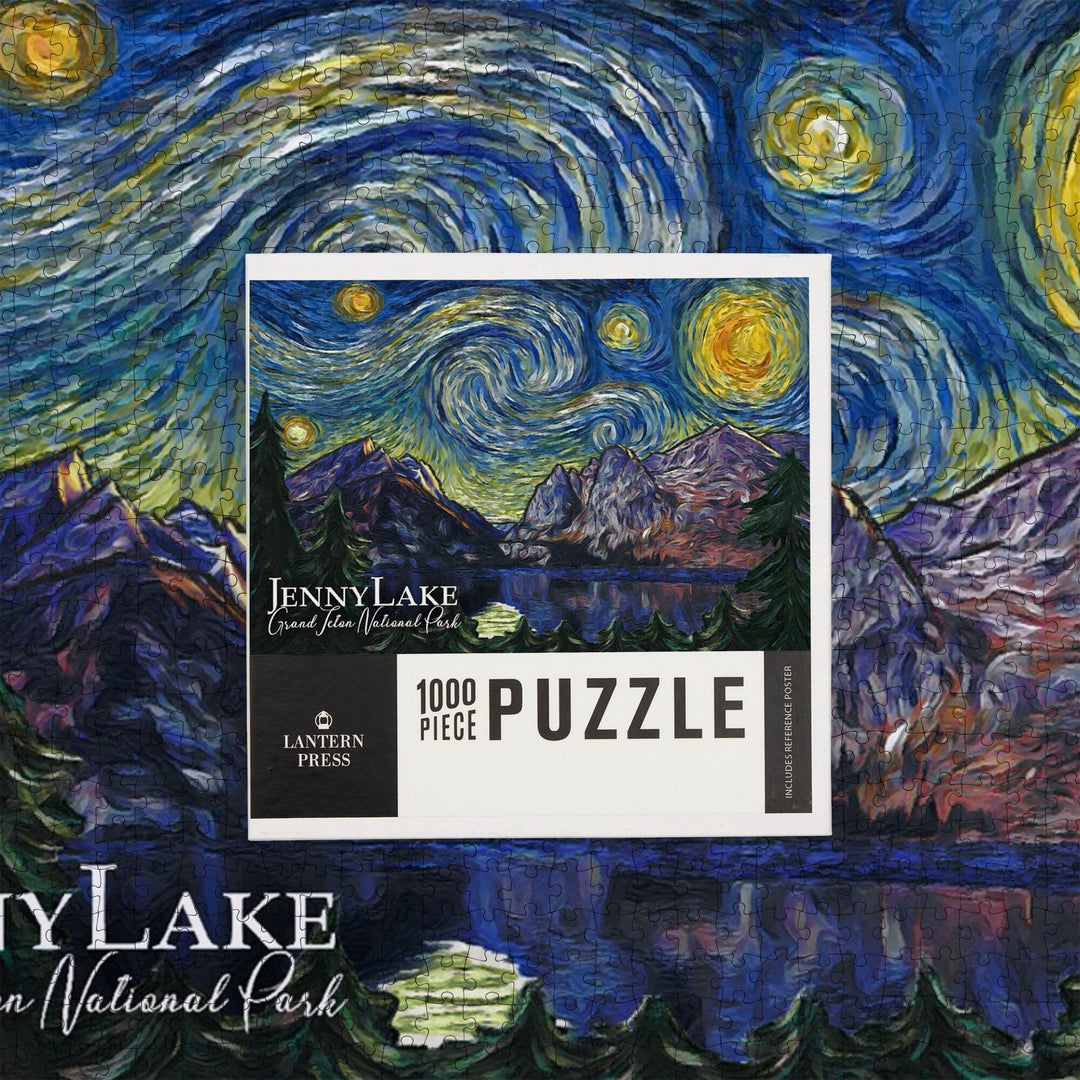 Grand Teton National Park, Wyoming, Jenny Lake, Starry Night National Park Series, Jigsaw Puzzle Puzzle Lantern Press 