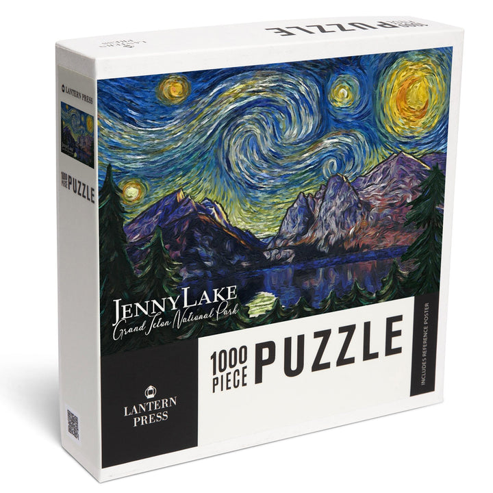 Grand Teton National Park, Wyoming, Jenny Lake, Starry Night National Park Series, Jigsaw Puzzle Puzzle Lantern Press 