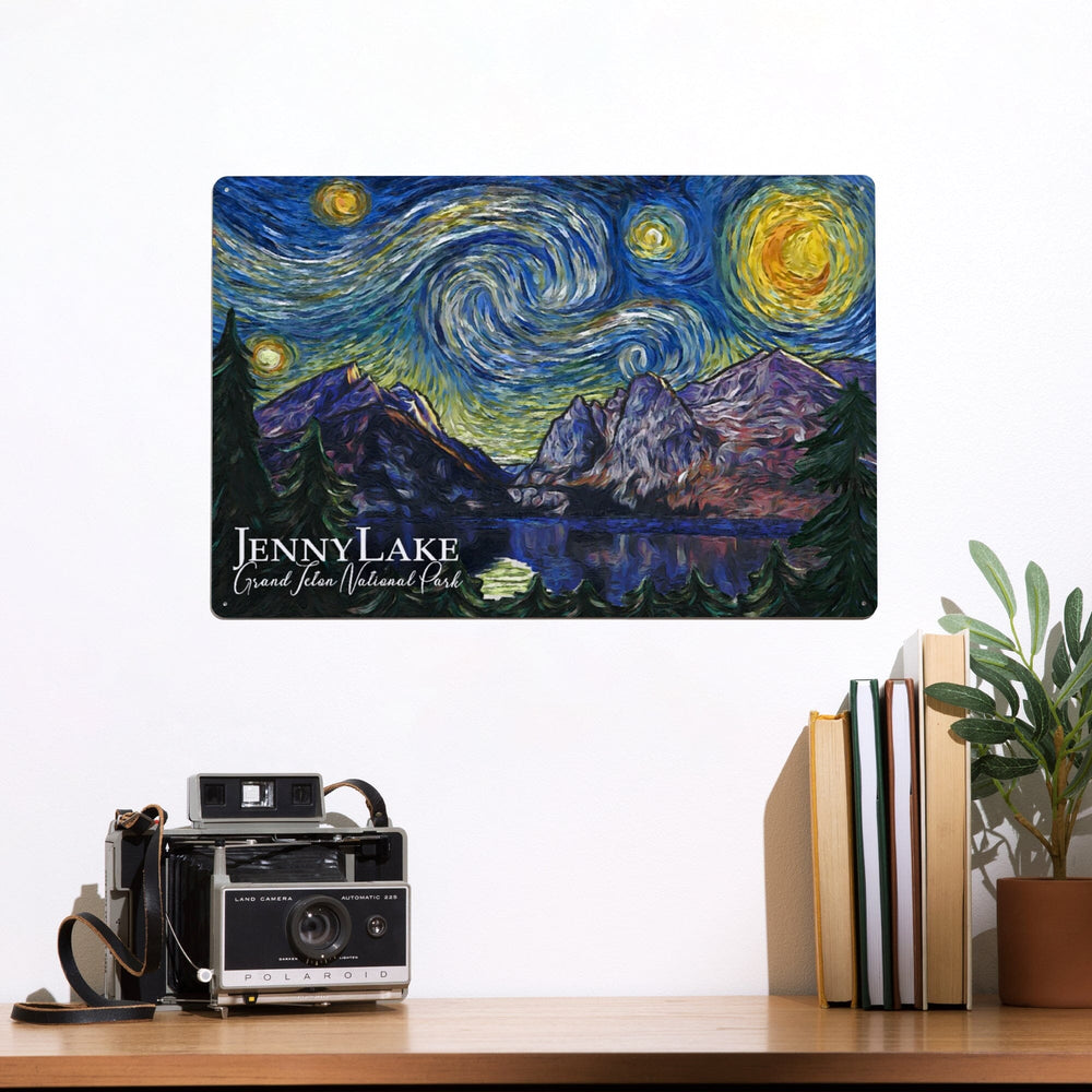 Grand Teton National Park, Wyoming, Jenny Lake, Starry Night National Park Series Metal Lantern Press 