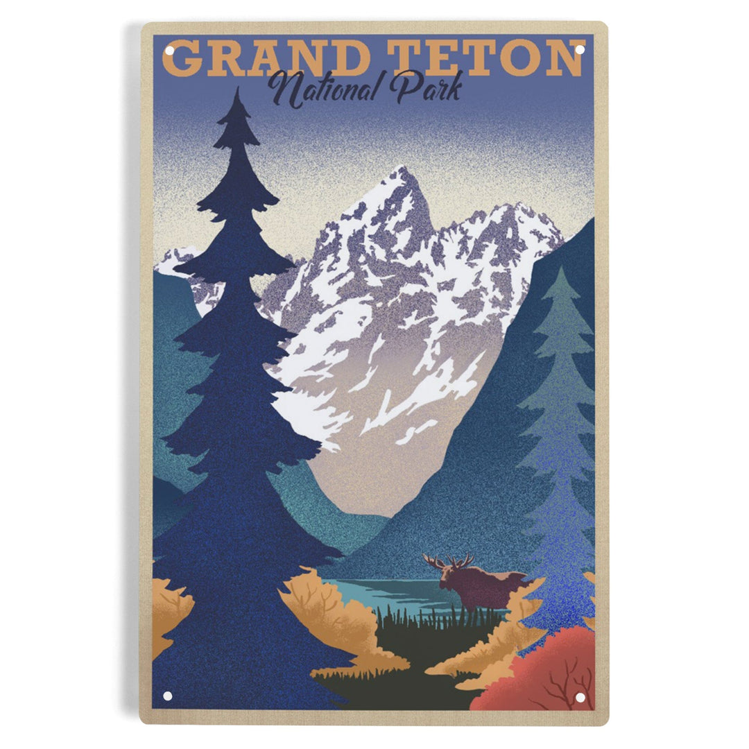 Grand Teton National Park, Wyoming, Lithograph, Metal Signs Metal Lantern Press 