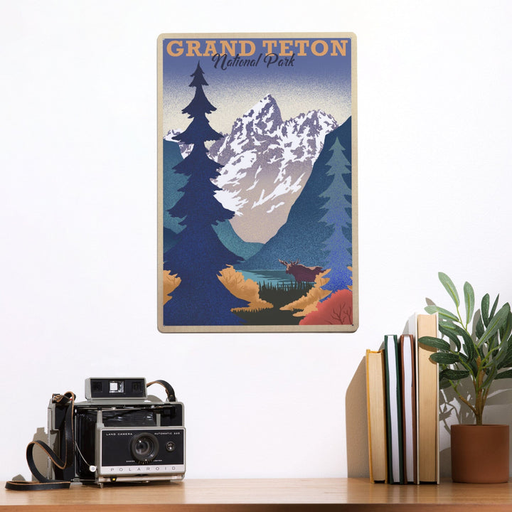 Grand Teton National Park, Wyoming, Lithograph, Metal Signs Metal Lantern Press 