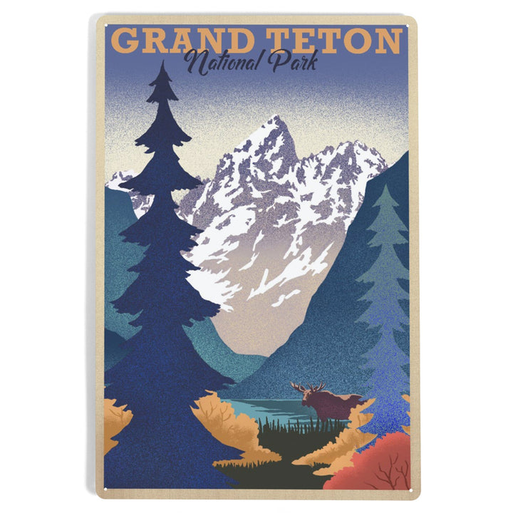 Grand Teton National Park, Wyoming, Lithograph, Metal Signs Metal Lantern Press 