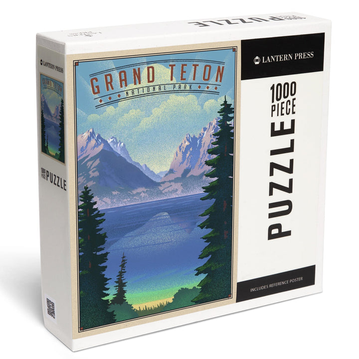 Grand Teton National Park, Wyoming, Lithograph National Park Series, Jigsaw Puzzle - Lantern Press