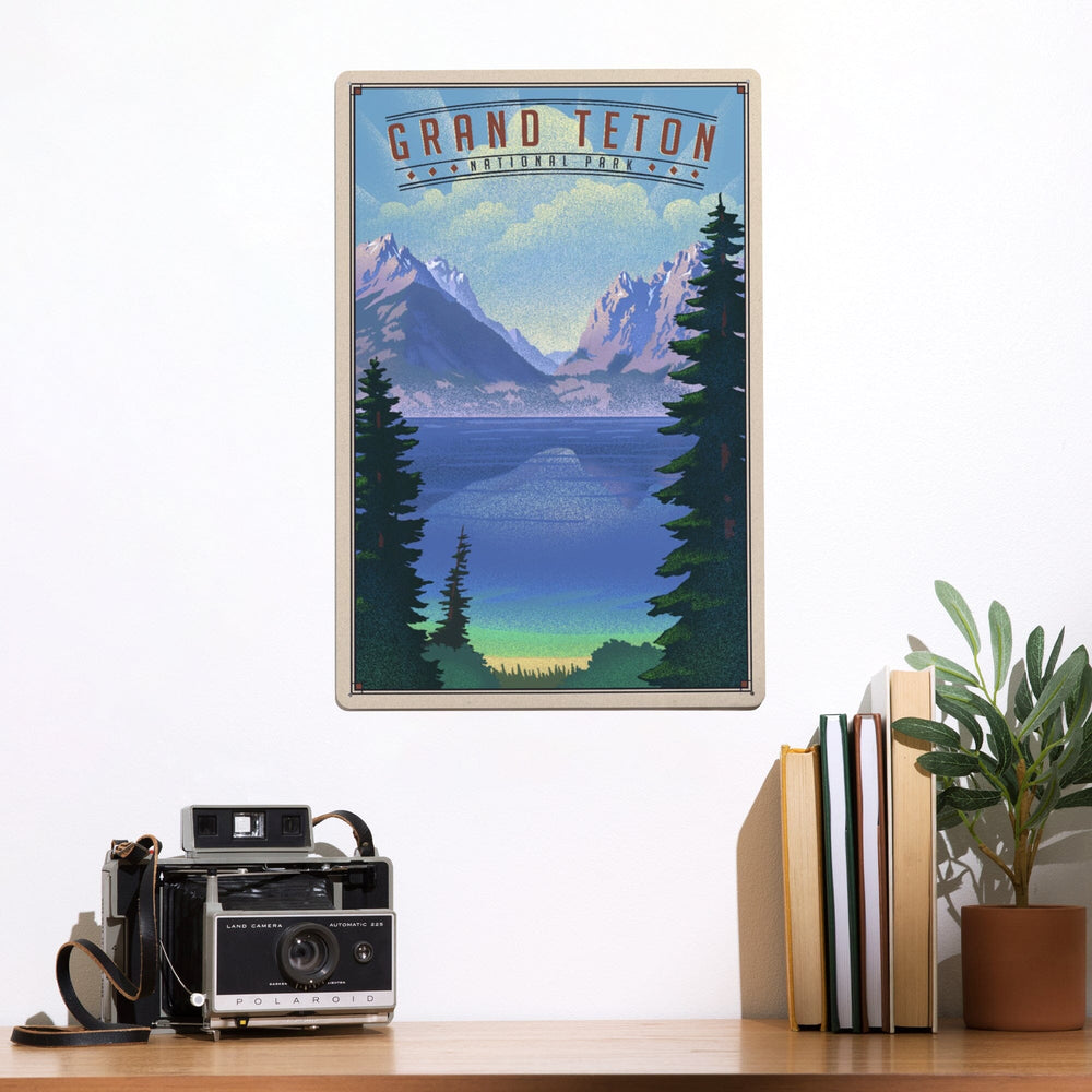 Grand Teton National Park, Wyoming, Lithograph National Park Series, Metal Signs Metal Lantern Press 