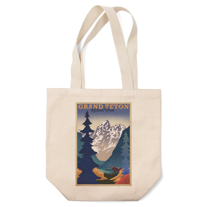 Grand Teton National Park, Wyoming, Lithograph, Tote Bag Totes Lantern Press 