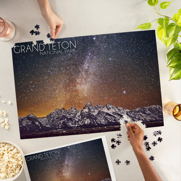 Grand Teton National Park, Wyoming, Milky Way, Jigsaw Puzzle Puzzle Lantern Press 