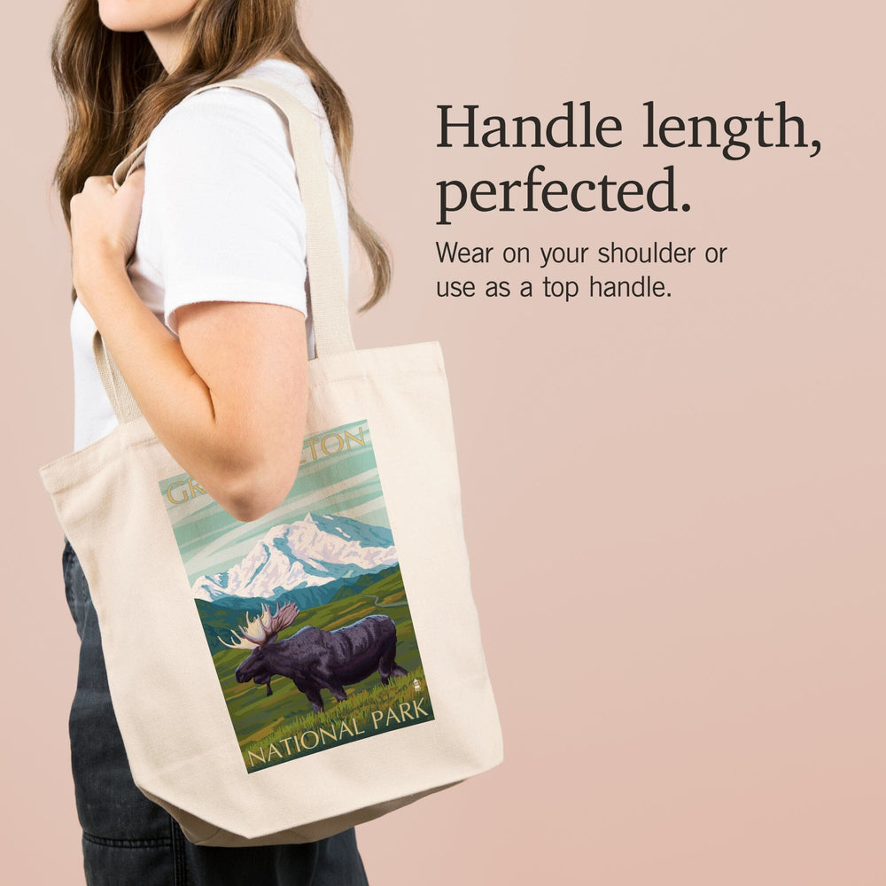 Grand Teton National Park, Wyoming, Moose and Mountain, Tote Bag Totes Lantern Press 