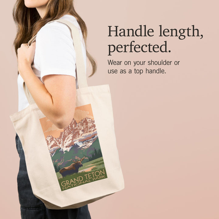 Grand Teton National Park, Wyoming, Moose and Mountains, Tote Bag Totes Lantern Press 