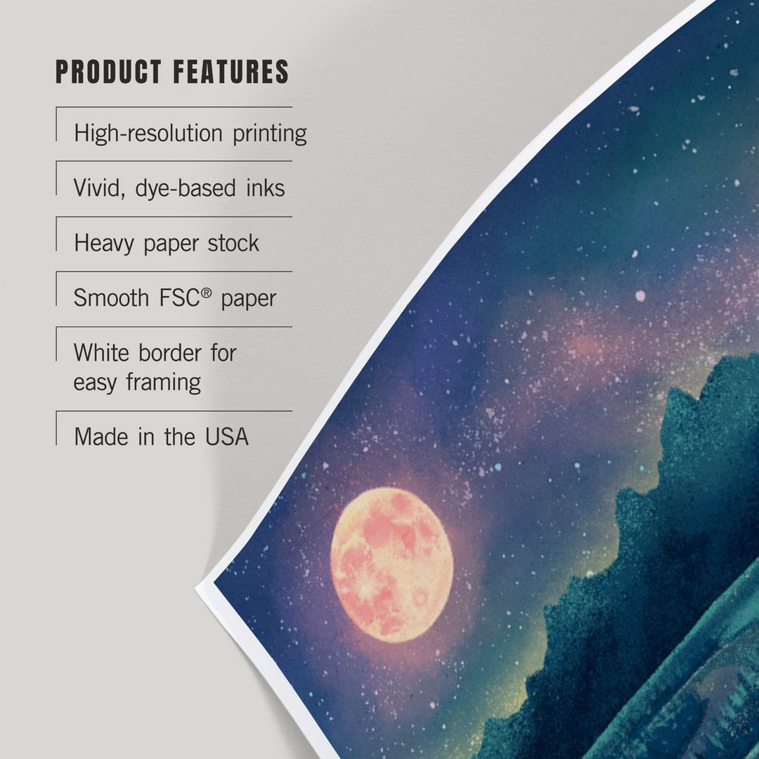 Grand Teton National Park, Wyoming, Night Sky Viewing, Textured Watercolor, Art & Giclee Prints Art Lantern Press 