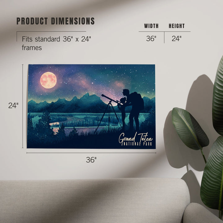 Grand Teton National Park, Wyoming, Night Sky Viewing, Textured Watercolor, Art & Giclee Prints Art Lantern Press 