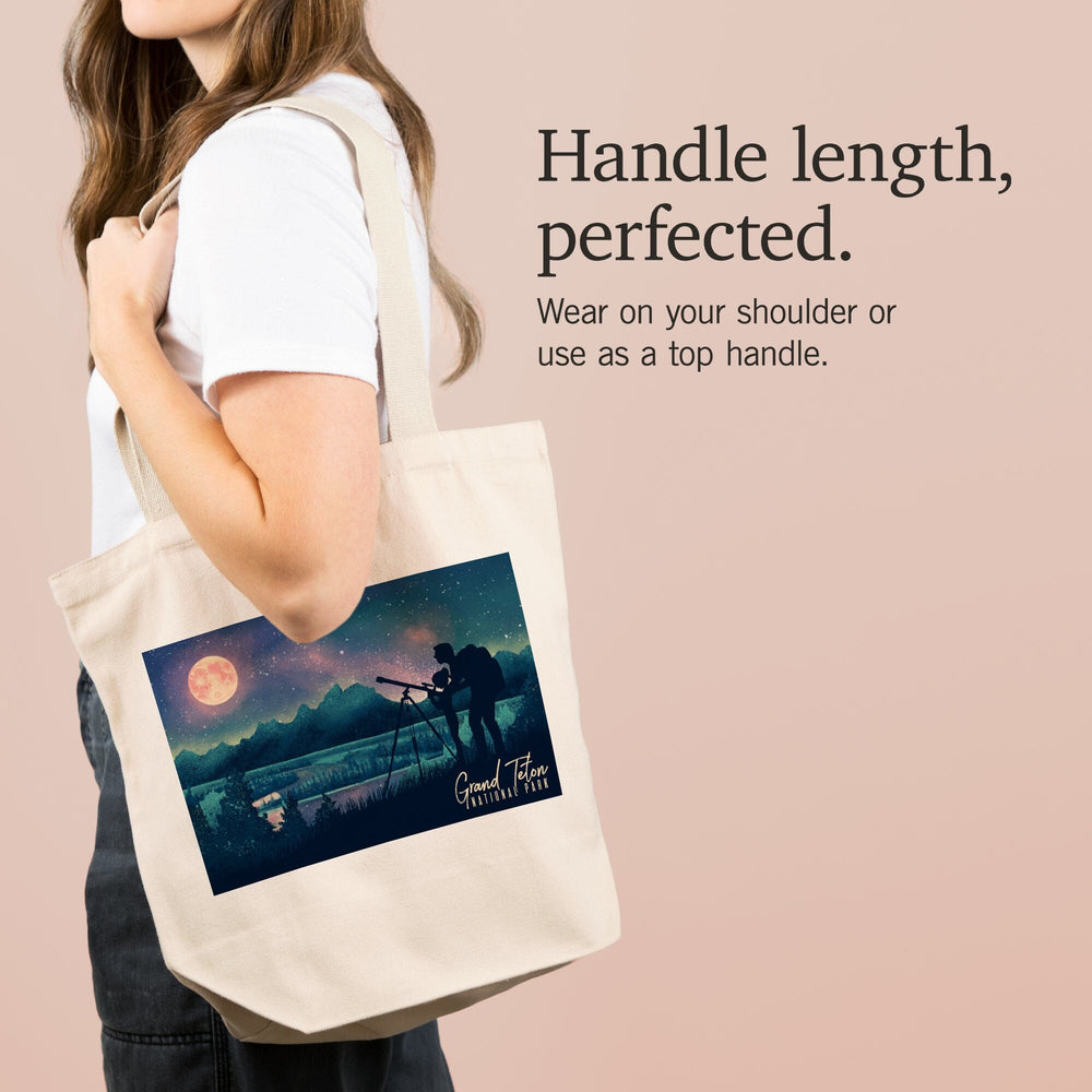 Grand Teton National Park, Wyoming, Night Sky Viewing, Textured Watercolor, Tote Bag Totes Lantern Press 