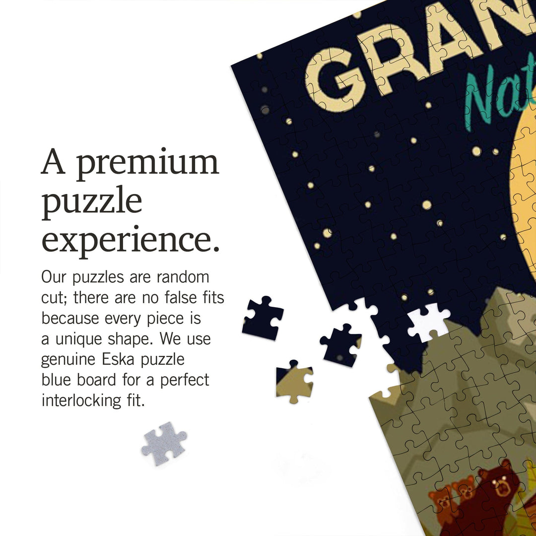 Grand Teton National Park, Wyoming, Nighttime Geometric, Jigsaw Puzzle Puzzle Lantern Press 