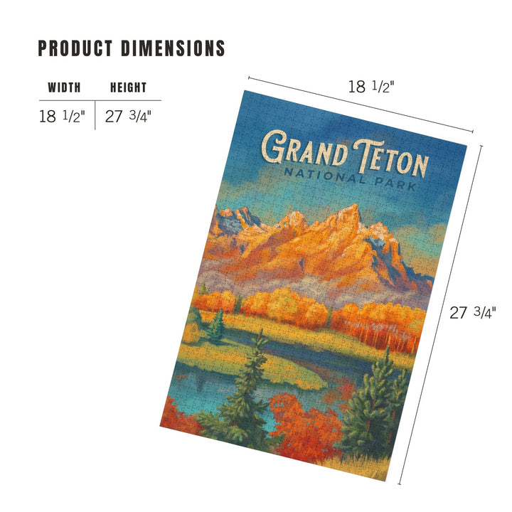 Grand Teton National Park, Wyoming, Oil Painting, Jigsaw Puzzle Puzzle Lantern Press 