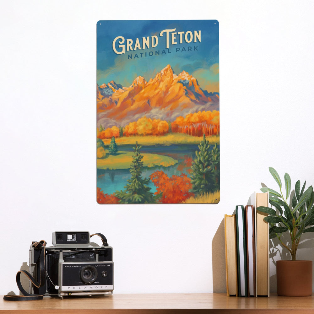 Grand Teton National Park, Wyoming, Oil Painting, Metal Signs Metal Lantern Press 