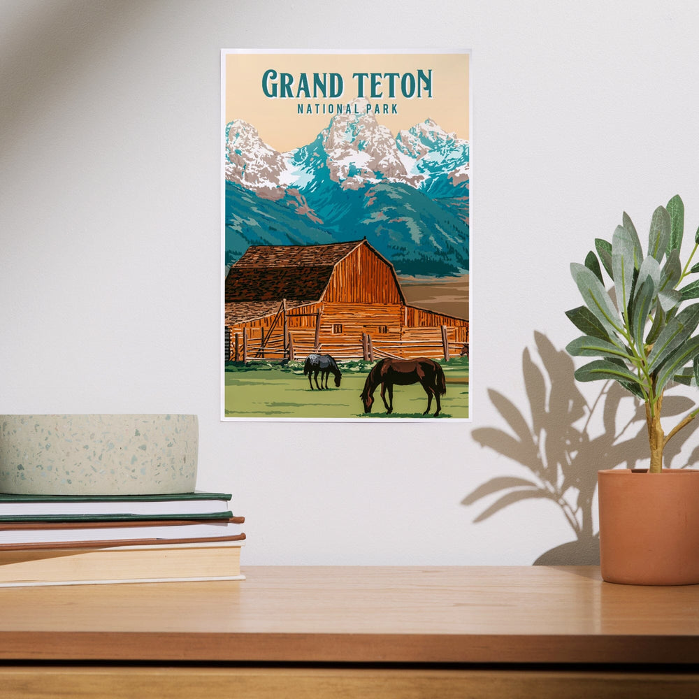 Grand Teton National Park, Wyoming, Painterly National Park Series, Art & Giclee Prints - Lantern Press