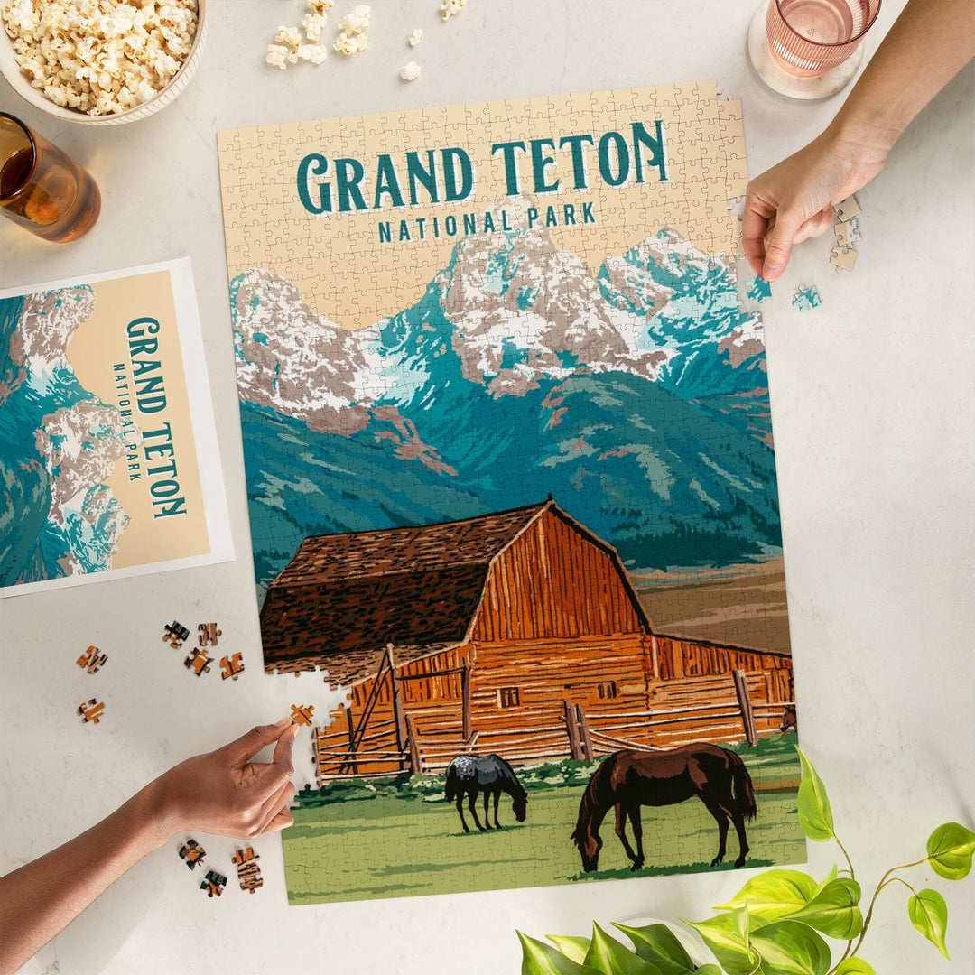 Grand Teton National Park, Wyoming, Painterly National Park Series, Jigsaw Puzzle Puzzle Lantern Press 