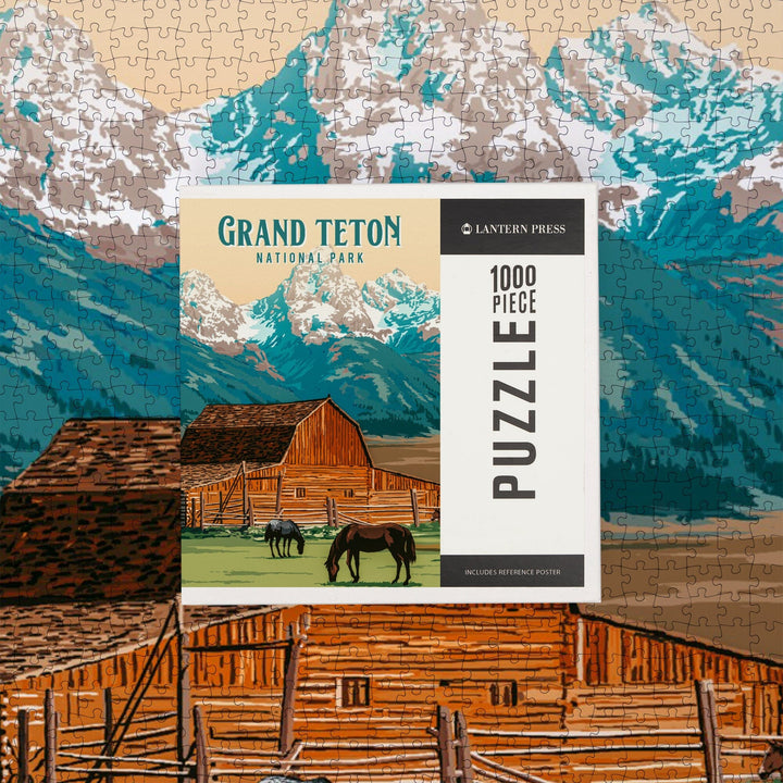 Grand Teton National Park, Wyoming, Painterly National Park Series, Jigsaw Puzzle - Lantern Press