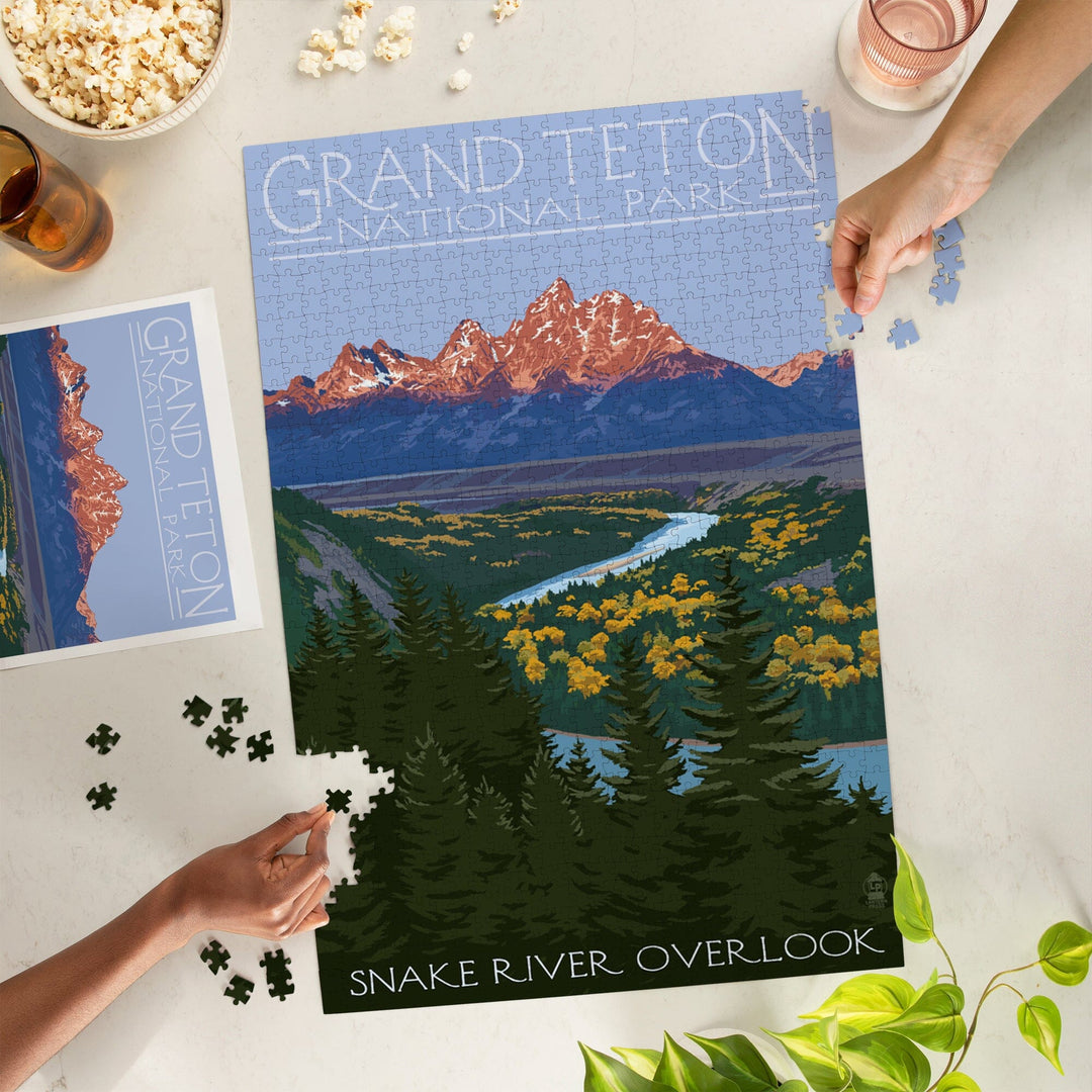 Grand Teton National Park, Wyoming, Snake River Overlook, Jigsaw Puzzle Puzzle Lantern Press 