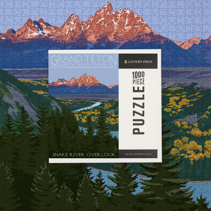 Grand Teton National Park, Wyoming, Snake River Overlook, Jigsaw Puzzle Puzzle Lantern Press 