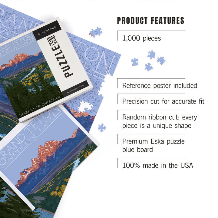 Grand Teton National Park, Wyoming, Snake River Overlook, Jigsaw Puzzle Puzzle Lantern Press 
