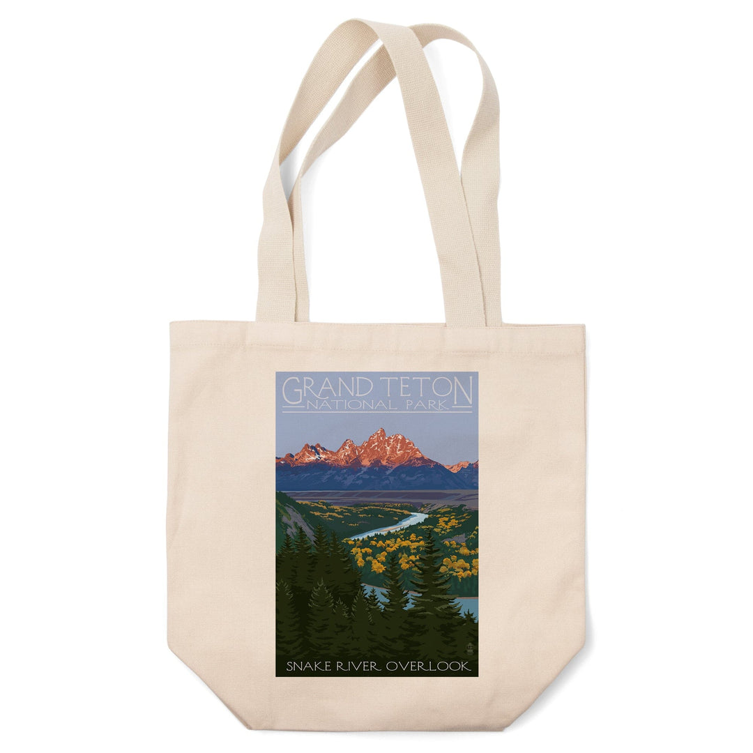 Grand Teton National Park, Wyoming, Snake River Overlook, Lantern Press Artwork, Tote Bag Totes Lantern Press 