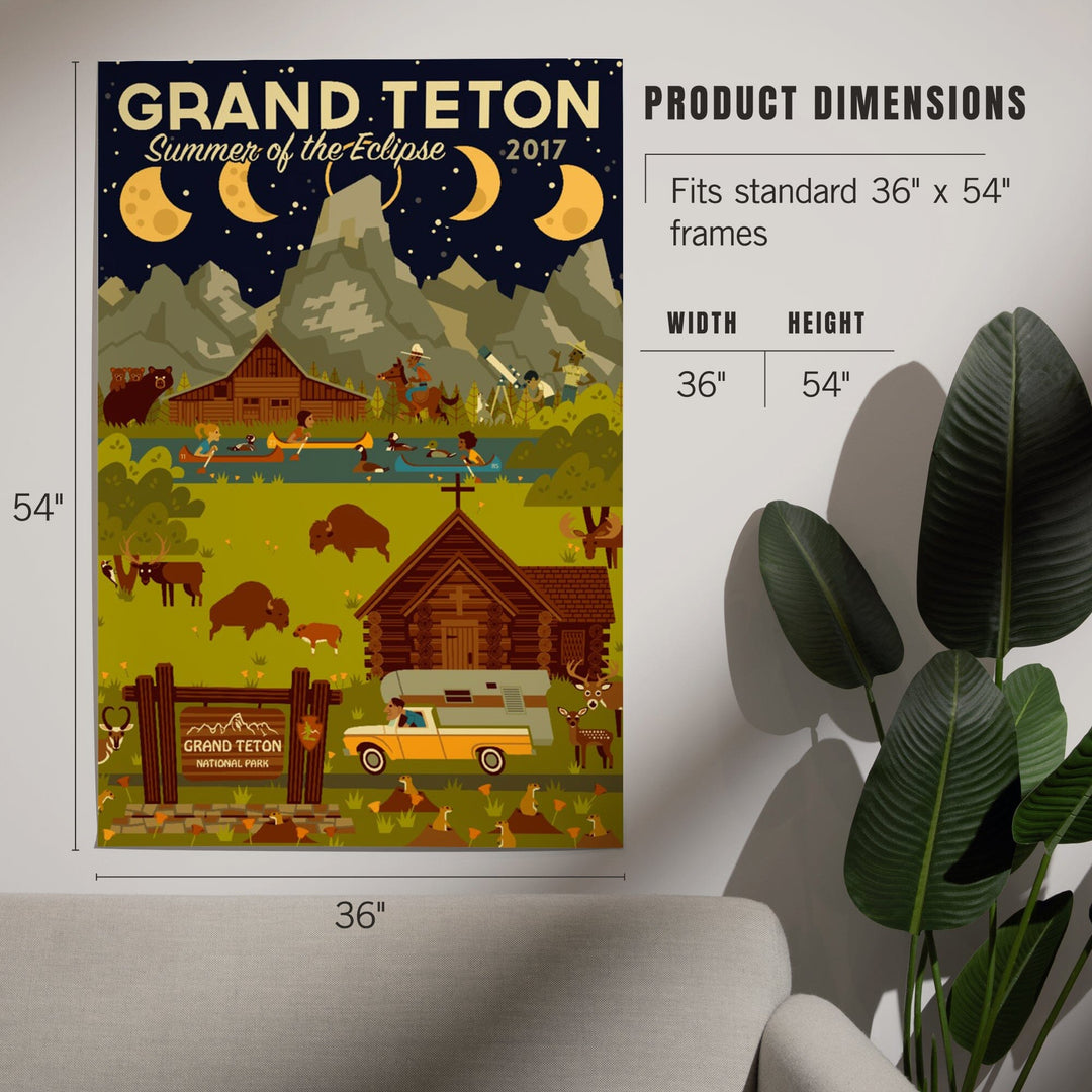 Grand Teton National Park, Wyoming, Summer of the Eclipse, Geometric, Art & Giclee Prints Art Lantern Press 