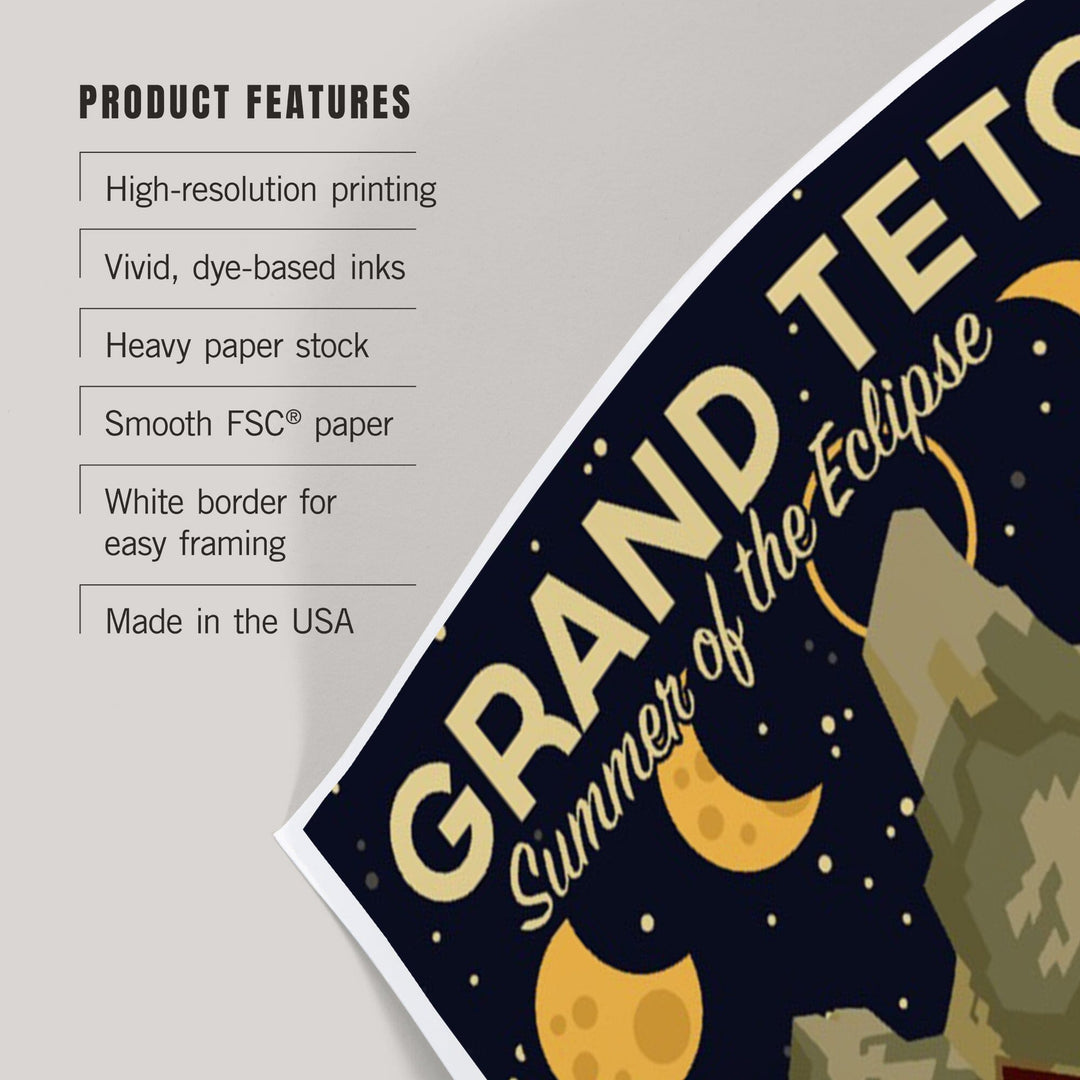 Grand Teton National Park, Wyoming, Summer of the Eclipse, Geometric, Art & Giclee Prints Art Lantern Press 