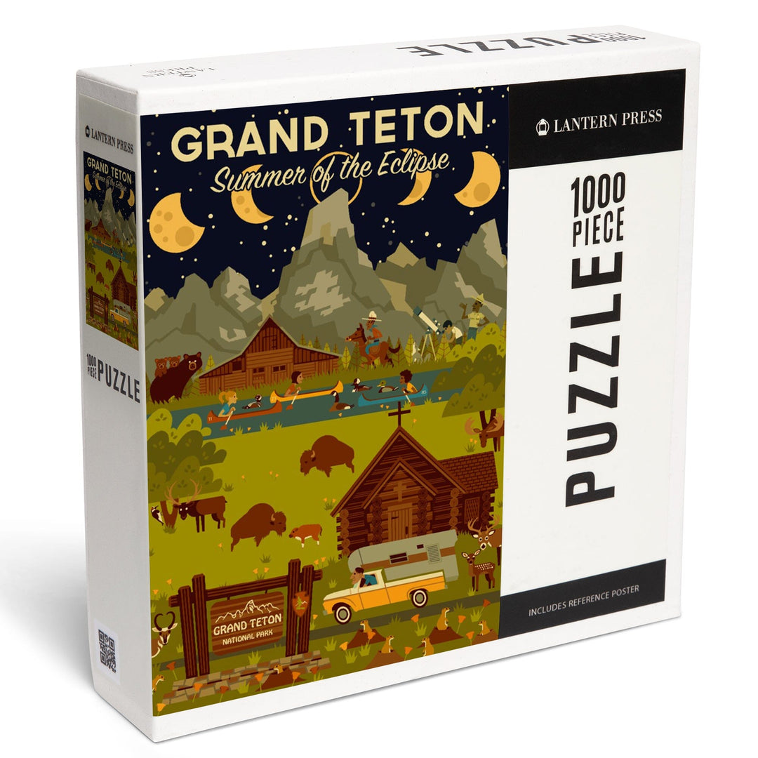 Grand Teton National Park, Wyoming, Summer of the Eclipse, Geometric, Jigsaw Puzzle Puzzle Lantern Press 