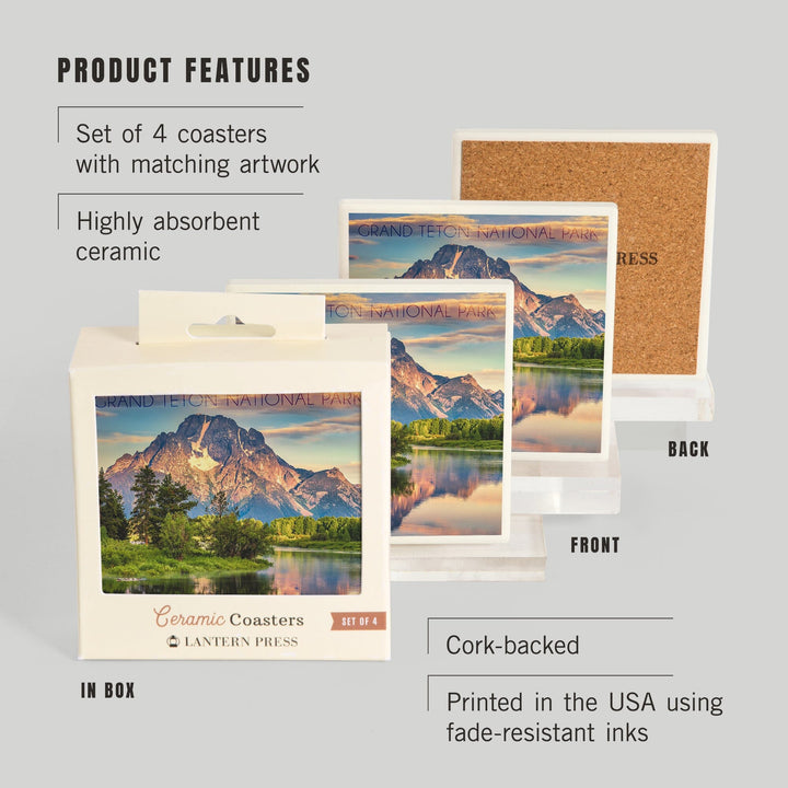 Grand Teton National Park, Wyoming, Sunrise and Snake River, Coasters Coasters Lantern Press 