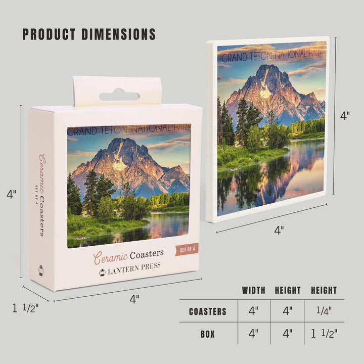 Grand Teton National Park, Wyoming, Sunrise and Snake River, Coasters Coasters Lantern Press 