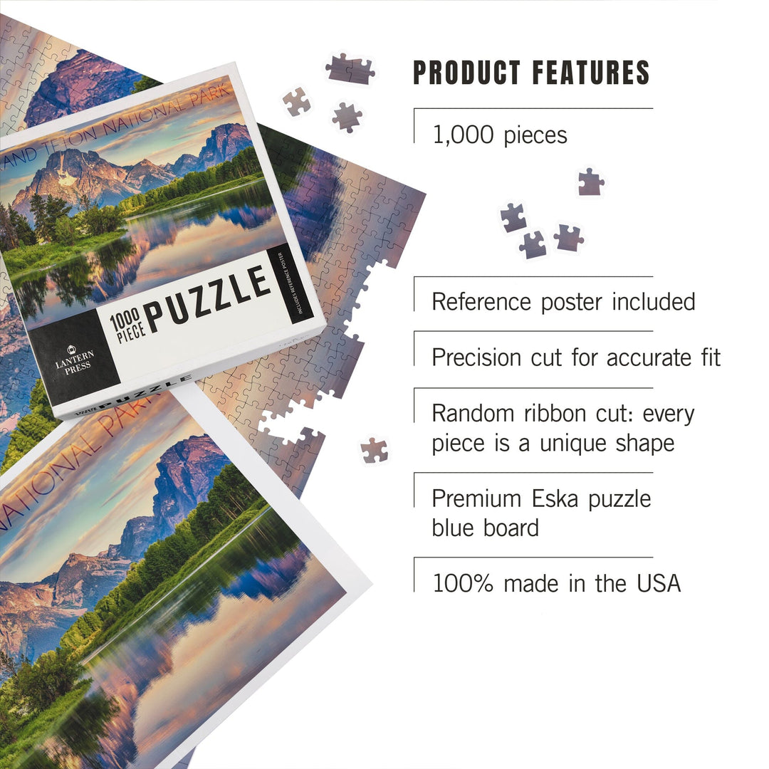 Grand Teton National Park, Wyoming, Sunrise and Snake River, Jigsaw Puzzle Puzzle Lantern Press 