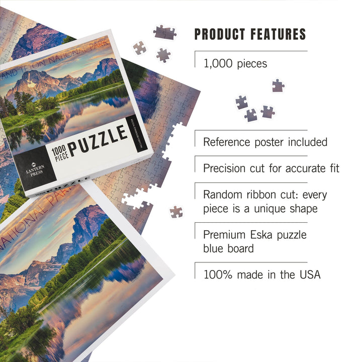 Grand Teton National Park, Wyoming, Sunrise and Snake River, Jigsaw Puzzle Puzzle Lantern Press 