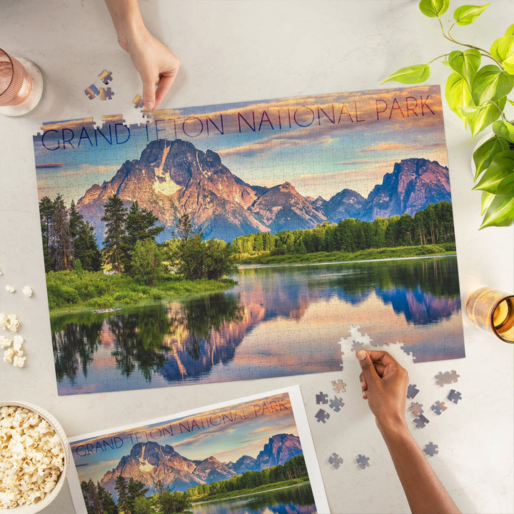 Grand Teton National Park, Wyoming, Sunrise and Snake River, Jigsaw Puzzle Puzzle Lantern Press 