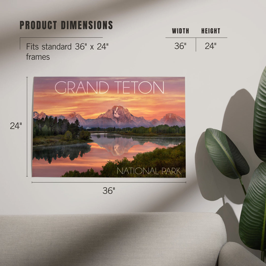 Grand Teton National Park, Wyoming, Sunset and Mountains, Art & Giclee Prints Art Lantern Press 