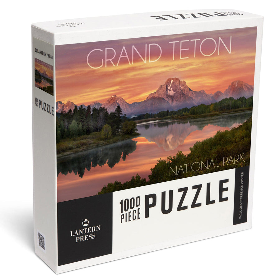 Grand Teton National Park, Wyoming, Sunset and Mountains, Jigsaw Puzzle Puzzle Lantern Press 