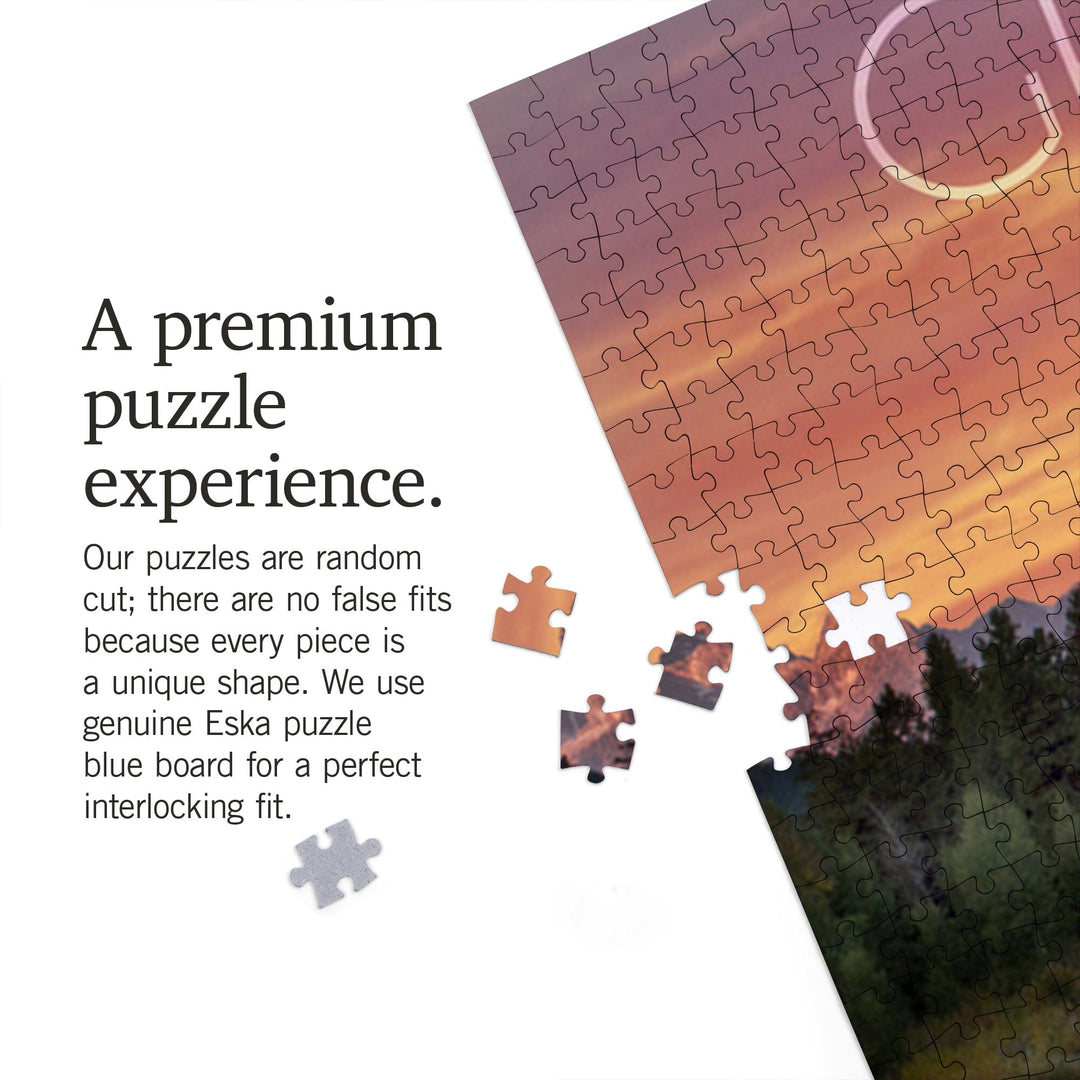 Grand Teton National Park, Wyoming, Sunset and Mountains, Jigsaw Puzzle Puzzle Lantern Press 