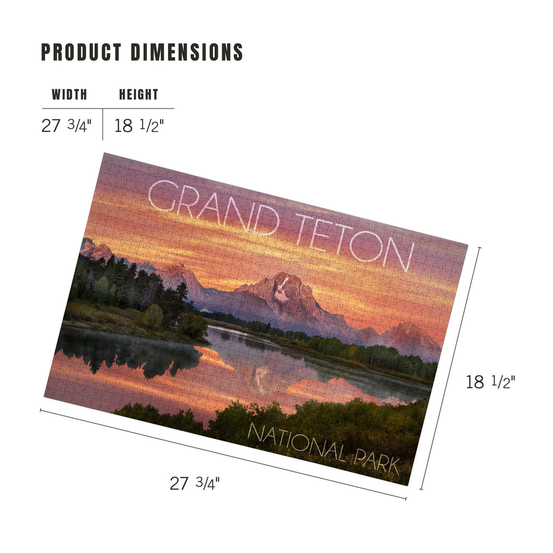 Grand Teton National Park, Wyoming, Sunset and Mountains, Jigsaw Puzzle Puzzle Lantern Press 