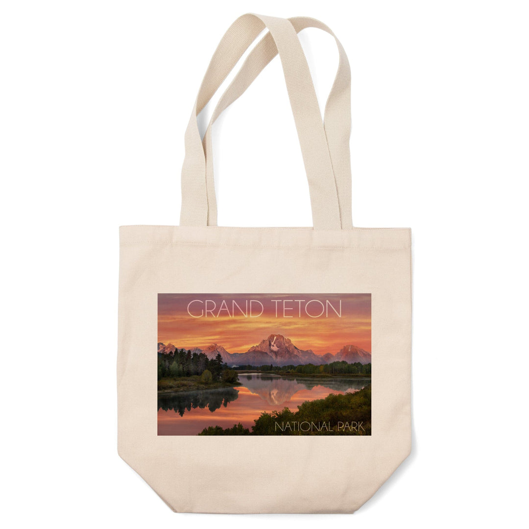 Grand Teton National Park, Wyoming, Sunset & Mountains, Lantern Press Photography, Tote Bag Totes Lantern Press 