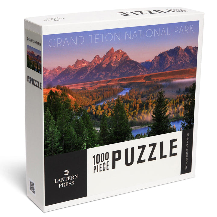 Grand Teton National Park, Wyoming, Sunset River and Mountains, Jigsaw Puzzle Puzzle Lantern Press 