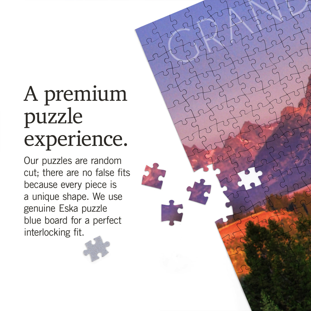 Grand Teton National Park, Wyoming, Sunset River and Mountains, Jigsaw Puzzle Puzzle Lantern Press 