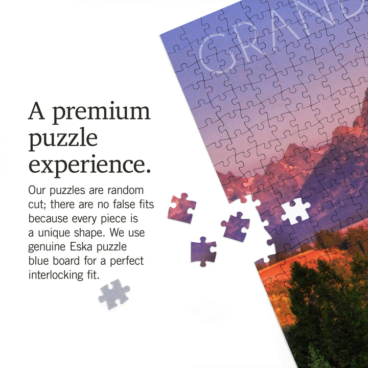 Grand Teton National Park, Wyoming, Sunset River and Mountains, Jigsaw Puzzle Puzzle Lantern Press 