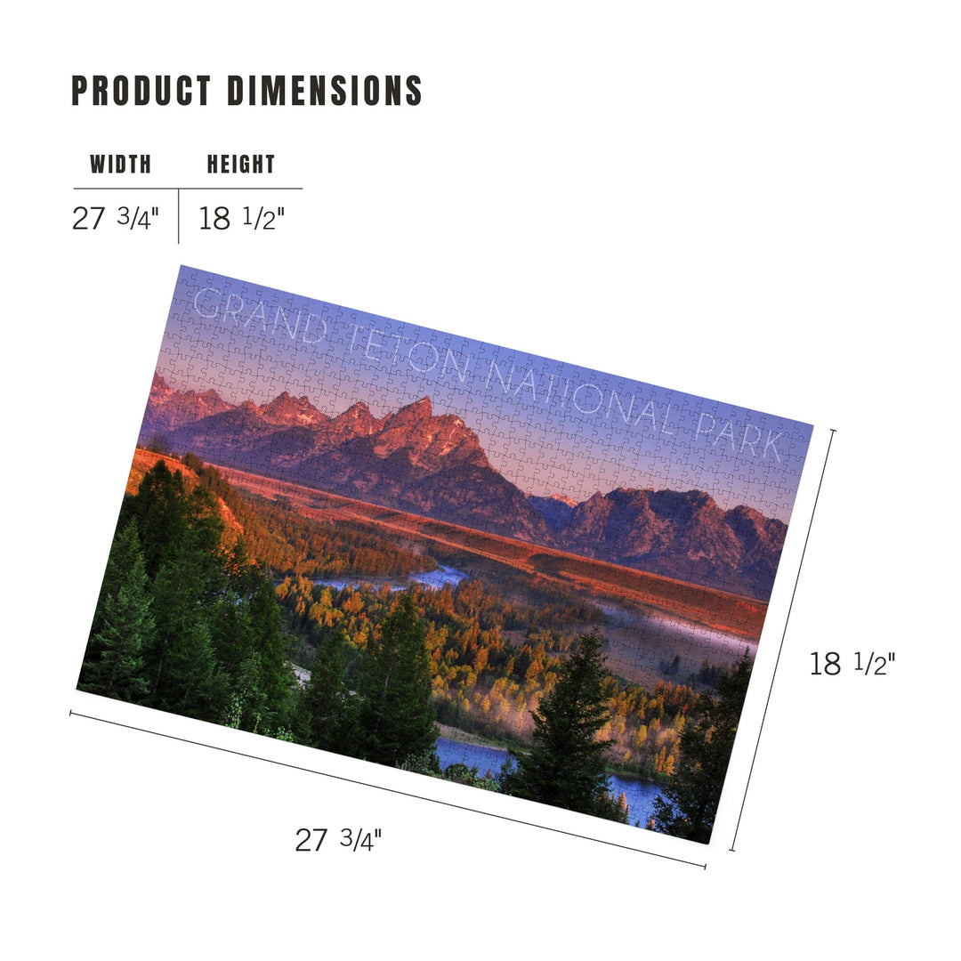 Grand Teton National Park, Wyoming, Sunset River and Mountains, Jigsaw Puzzle Puzzle Lantern Press 