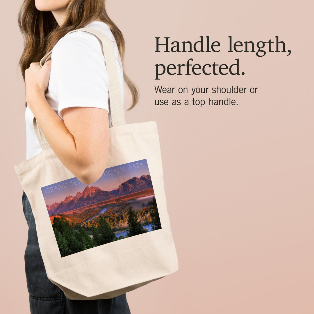 Grand Teton National Park, Wyoming, Sunset River and Mountains, Tote Bag Totes Lantern Press 