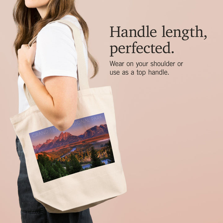 Grand Teton National Park, Wyoming, Sunset River and Mountains, Tote Bag Totes Lantern Press 