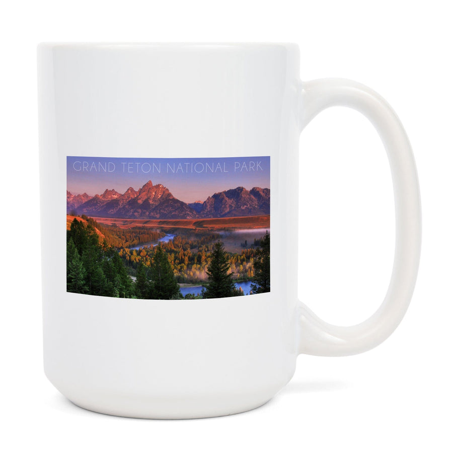 Grand Teton National Park, Wyoming, Sunset River & Mountains, Lantern Press Photography, Ceramic Mug Mugs Lantern Press 